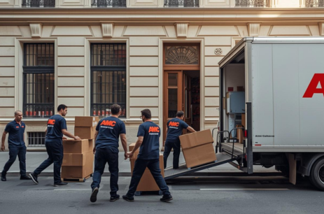 Équipe de déménageurs professionnels